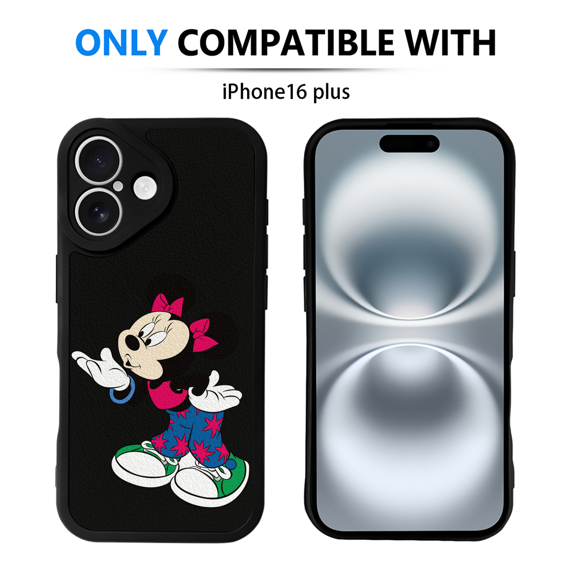 （画像用） ミッキーマウス Mickey Mouse 【iPhone 16シリーズ対応】シリコンスマホケース（レザー調） 材質：シリコン